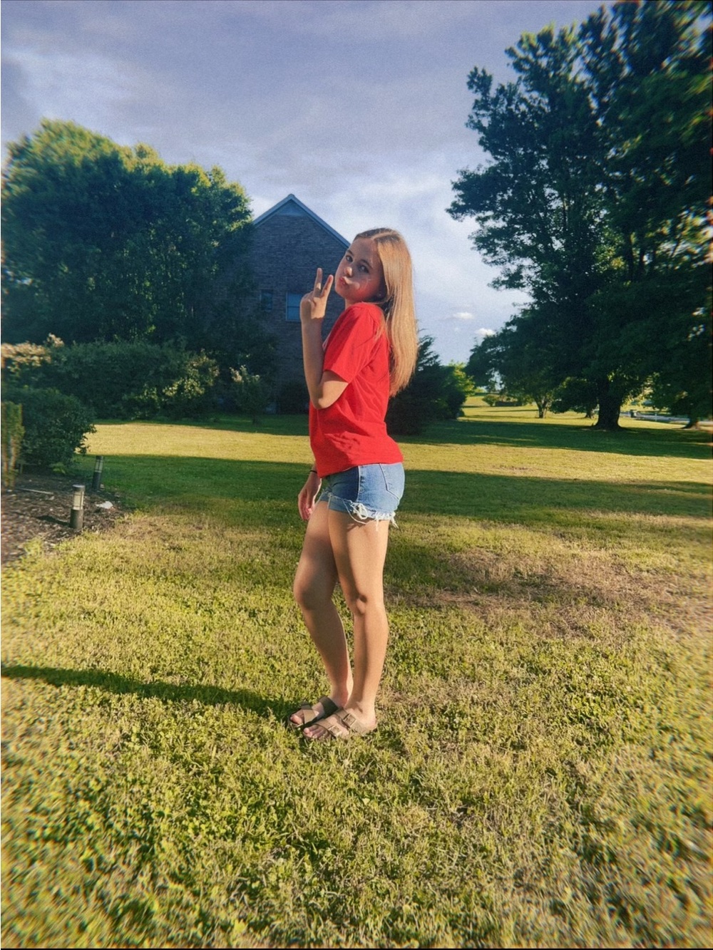 Classic Red Crewneck Tee - Women's Casual Top